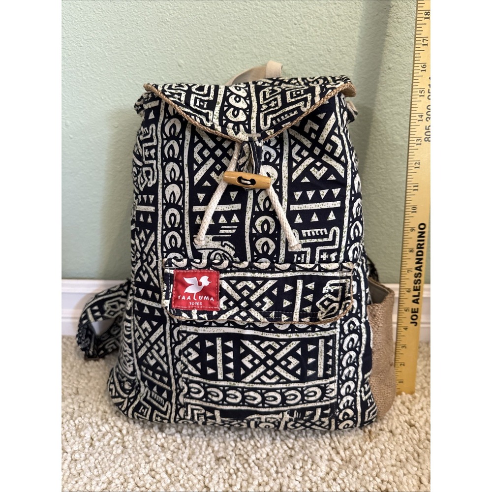 Taaluma Totes Mali Travel Computer Backpack Hawaiian Black & White Print